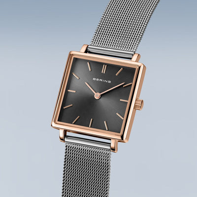 Bering (แบริง) นาฬิกาผู้หญิง รุ่น Classic ระบบควอตซ์ สายถักสแตนเลสสตีล ขนาดตัวเรือน 33 มม.