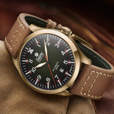 [Pre-Order] Tutima (ทูทิมา) นาฬิกาข้อมือ Flieger Bronze Titanium Limited Edition ระบบออโตเมติก สายหนัง ขนาดตัวเรือน 41.5 มม. (6115-03)