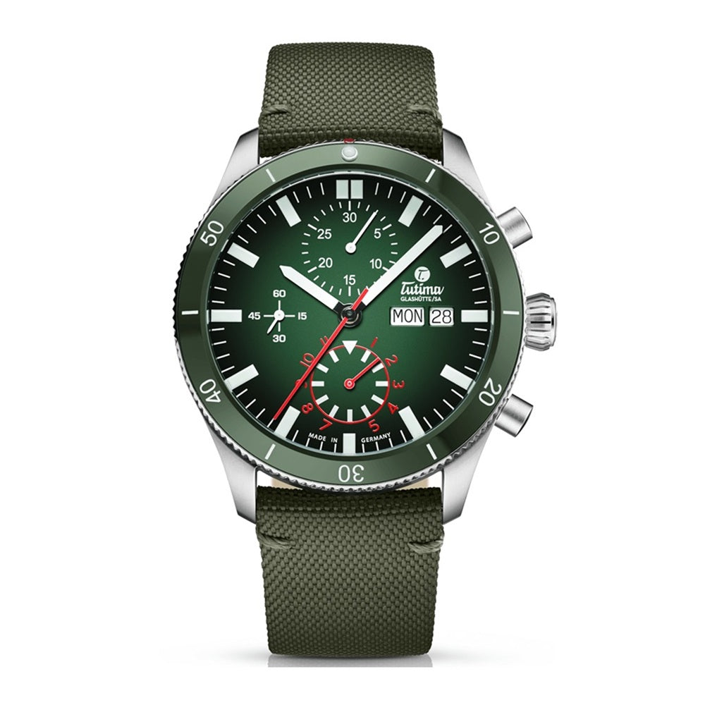 Tutima (ทูทิมา) นาฬิกาข้อมือ Grand Flieger Airport Chronograph ระบบออโตเมติก สายไนลอน ขนาดตัวเรือน 41 มม. (6407-03)