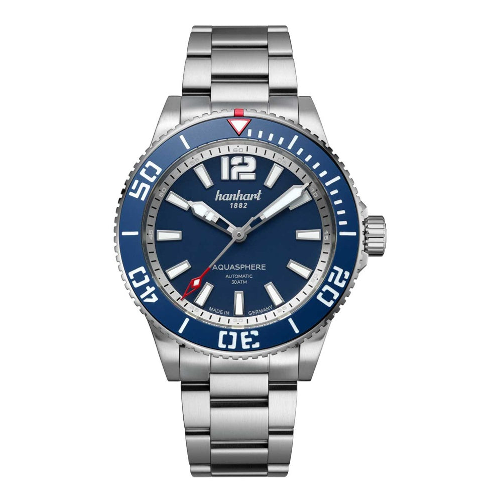 HANHART (แฮนฮาร์ท) นาฬิกา AQUASPHERE FreeFall Blue ระบบออโตเมติก สายสแตนเลสสตีล ขนาดตัวเรือน 42 มม. (772.270-6428)