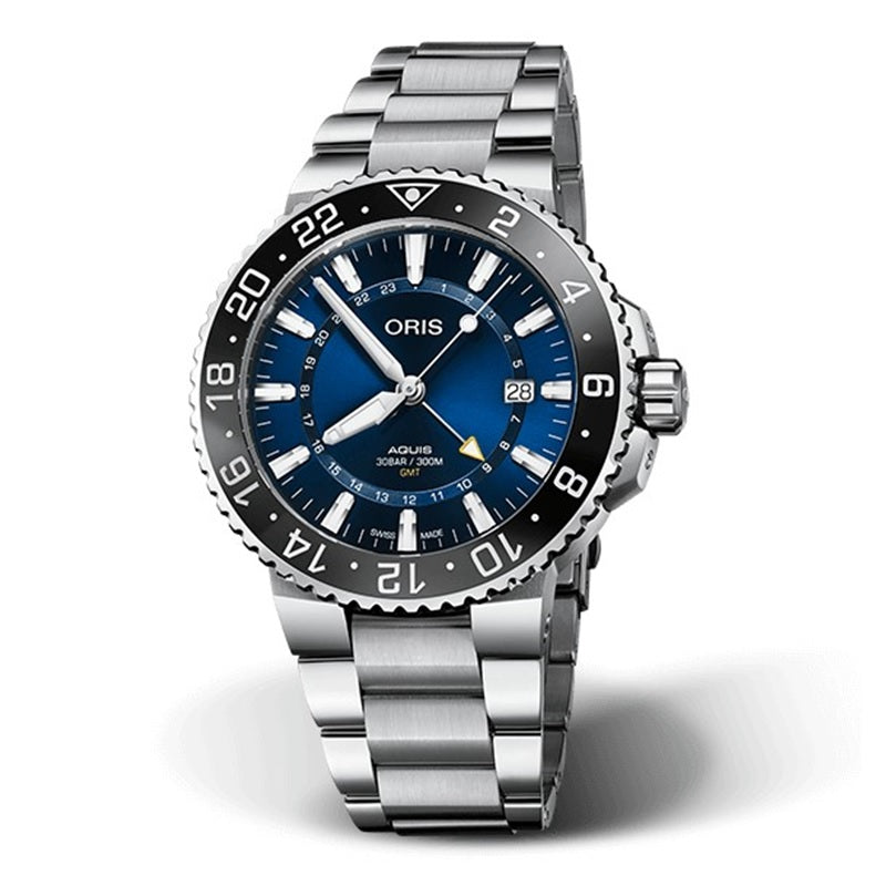 ORIS (โอริส) นาฬิกาข้อมือ รุ่น AQUIS GMT DATE ระบบออโตเมติก ขนาดตัวเรือน 43.50 มม.