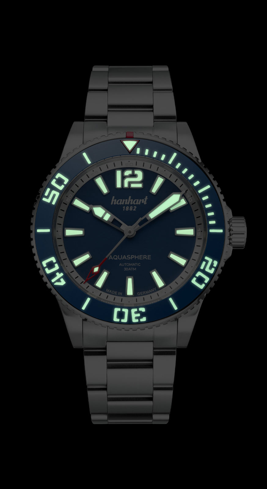 HANHART (แฮนฮาร์ท) นาฬิกา AQUASPHERE FreeFall Blue ระบบออโตเมติก สายสแตนเลสสตีล ขนาดตัวเรือน 42 มม. (772.270-6428)