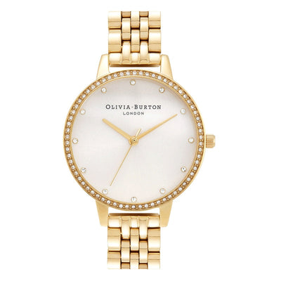 Olivia Burton (โอลิเวีย เบอร์ตัน) นาฬิกาผู้หญิง Classic Sparkle Bezel ระบบควอตซ์ สายสแตนเลสสตีล ขนาดตัวเรือน 34 มม. (OB16DE15)