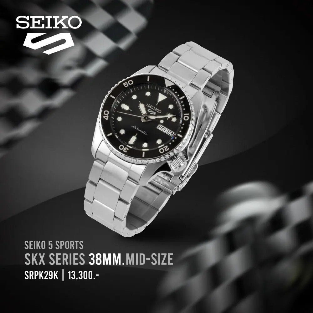 Seiko (ไซโก) นาฬิกาข้อมือ รุ่น Seiko 5 Sports Mid-size “SPORTS STYLE” ระบบอัตโนมัติ ขนาดตัวเรือน 38 มม.