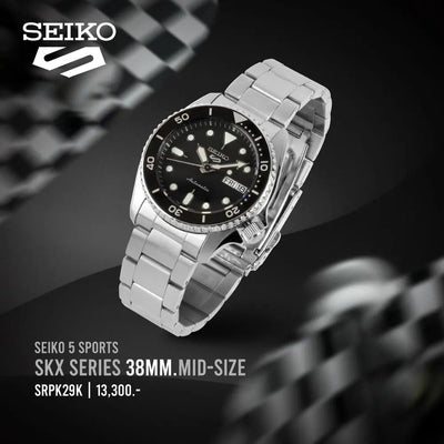 Seiko (ไซโก) นาฬิกาข้อมือ Seiko 5 Sports Mid-size “SPORTS STYLE” SRPK29K SRPK31K SRPK33K SRPK35K ระบบอัตโนมัติ ขนาดตัวเรือน 38 มม.