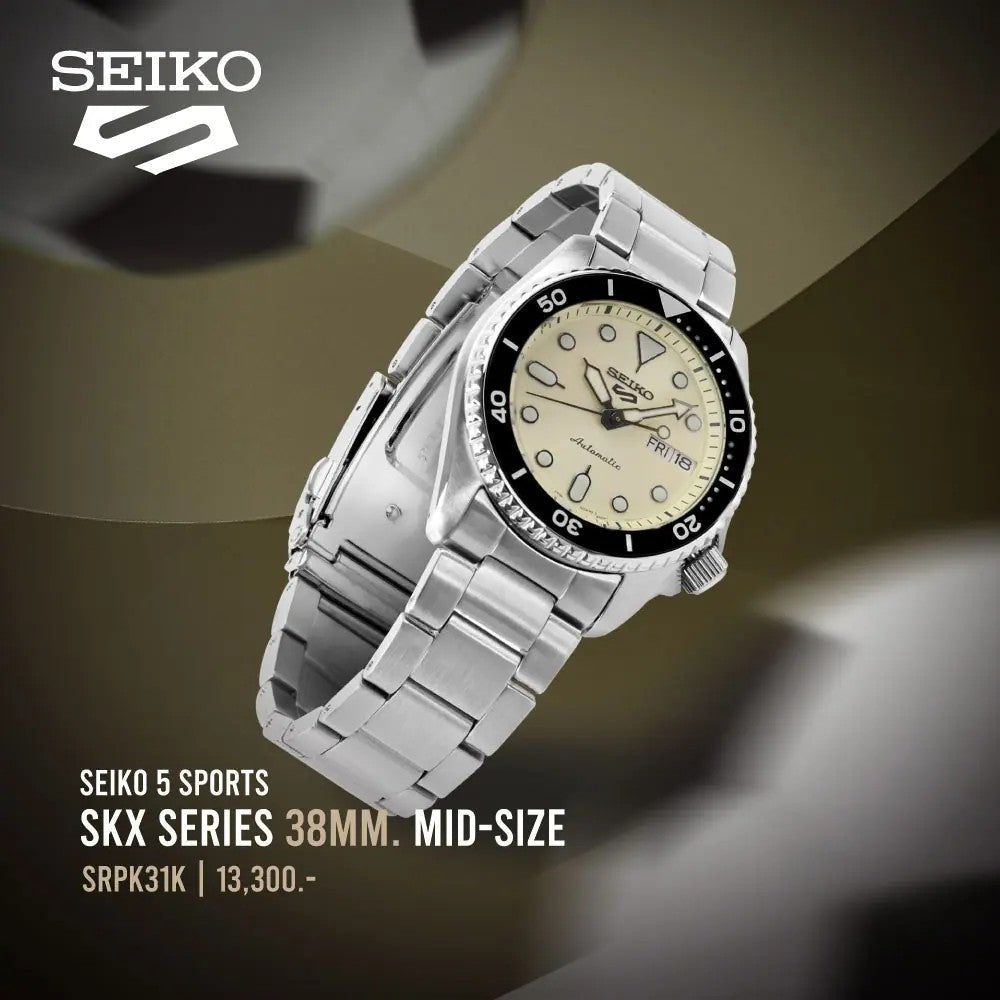 Seiko (ไซโก) นาฬิกาข้อมือ Seiko 5 Sports Mid-size “SPORTS STYLE” SRPK29K SRPK31K SRPK33K SRPK35K ระบบอัตโนมัติ ขนาดตัวเรือน 38 มม.