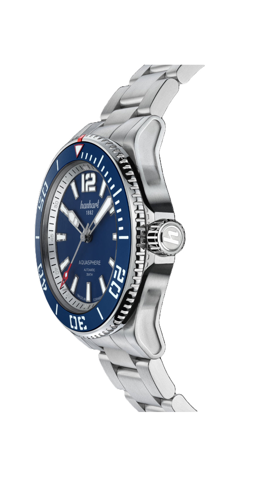 HANHART (แฮนฮาร์ท) นาฬิกา AQUASPHERE FreeFall Blue ระบบออโตเมติก สายสแตนเลสสตีล ขนาดตัวเรือน 42 มม. (772.270-6428)