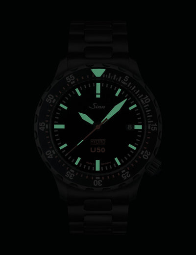 [Pre-Order] Sinn (ซินน์) นาฬิกาดำน้ำ U50 HYDRO S สายสแตนเลสสตีล/หนัง/ซิลิโคน ขนาดตัวเรือน 41 มม. (U50 HYDRO S)