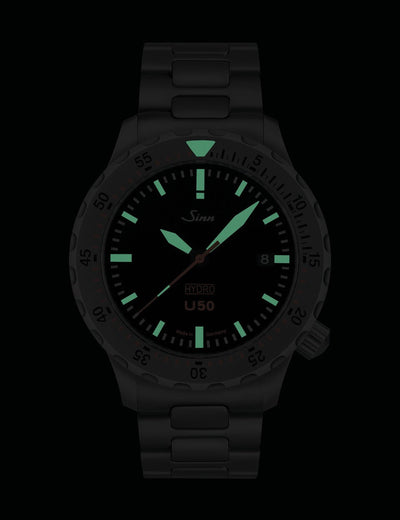 [Pre-Order] Sinn (ซินน์) นาฬิกาดำน้ำ U50 HYDRO TEGIMENT สายสแตนเลสสตีล/หนัง/ซิลิโคน ขนาดตัวเรือน 41 มม. (U50 HYDRO TEGIMENT Technology)