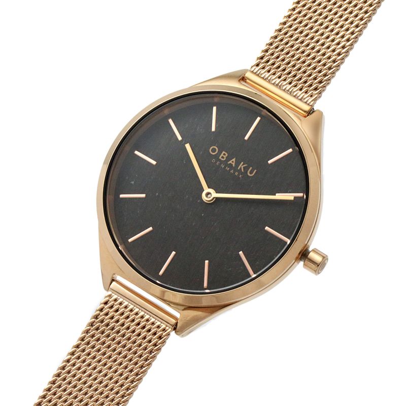 Obaku (โอบากุ) นาฬิกาผู้หญิง Kaffe ระบบควอตซ์ สายถักสเตนเลสสตีล ขนาดตัวเรือน 34 มม. (V257LHVNMV)
