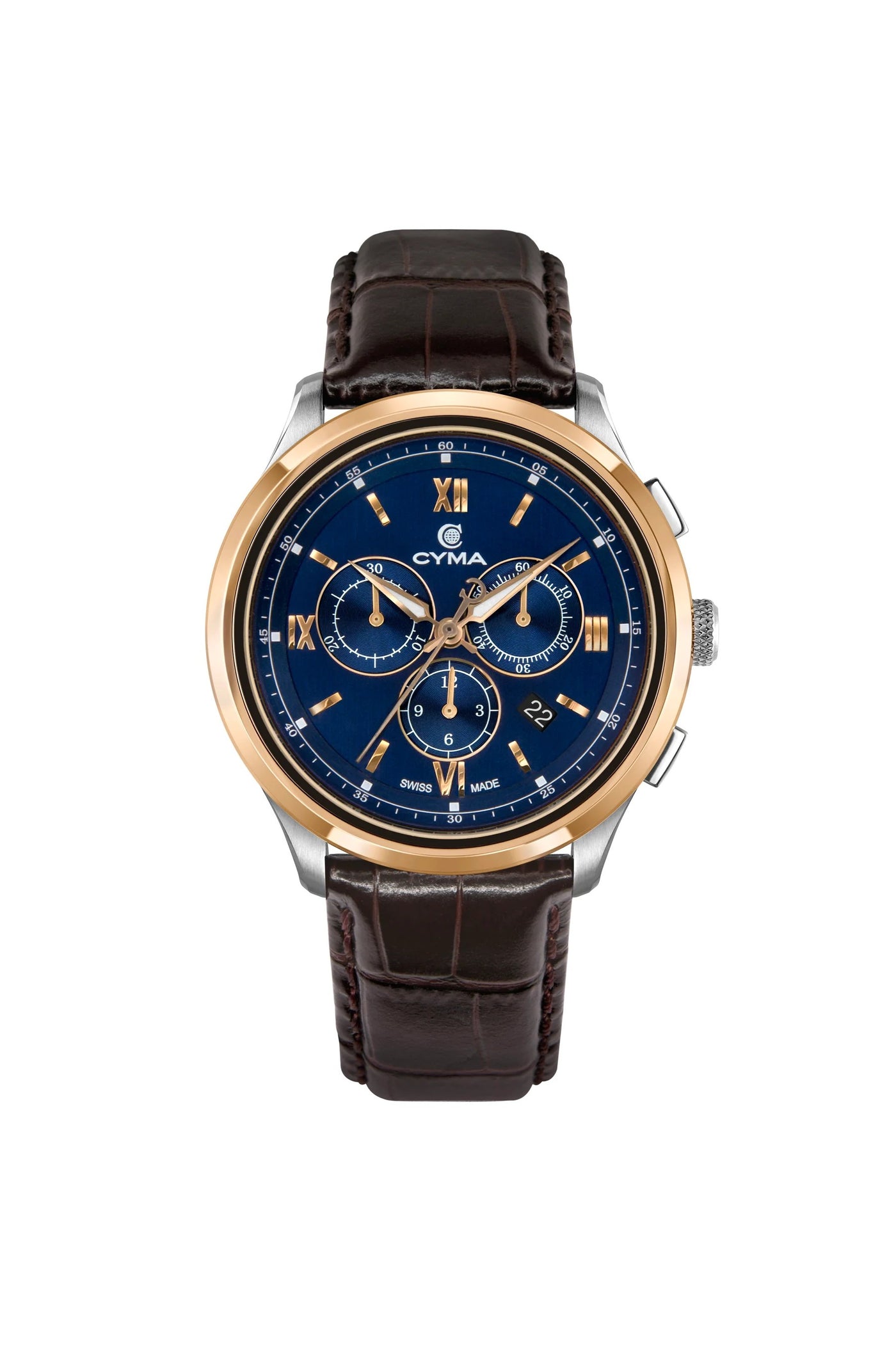 CYMA (ไซมา) นาฬิกาข้อมือ Champion Collection ระบบควอตซ์ สายหนัง ขนาดตัวเรือน 42 มม. (W02-00812-012)