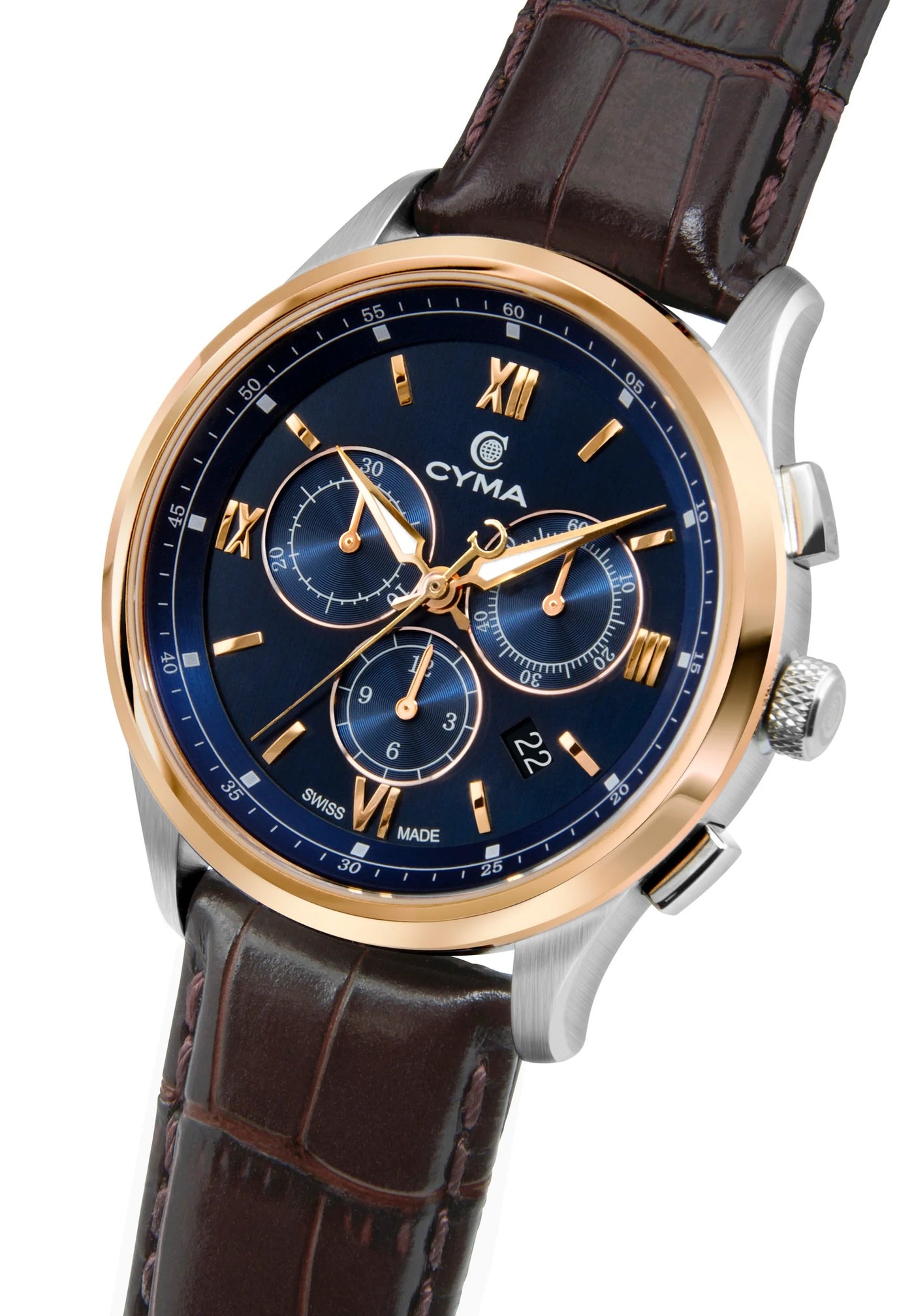 CYMA (ไซมา) นาฬิกาข้อมือ Champion Collection ระบบควอตซ์ สายหนัง ขนาดตัวเรือน 42 มม. (W02-00812-012)