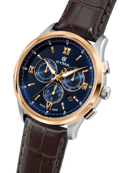 CYMA (ไซมา) นาฬิกาข้อมือ Champion Collection ระบบควอตซ์ สายหนัง ขนาดตัวเรือน 42 มม. (W02-00812-012)