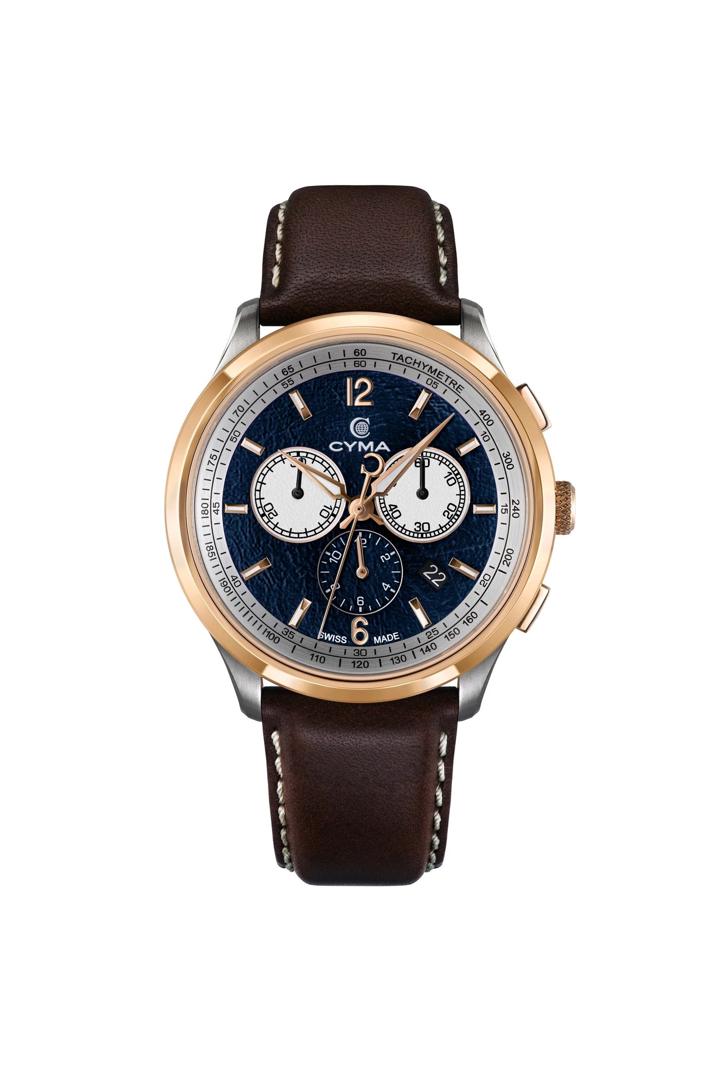 CYMA (ไซมา) นาฬิกาข้อมือ Champion Collection ระบบควอตซ์ สายหนัง ขนาดตัวเรือน 42 มม. (W02-00812-014)