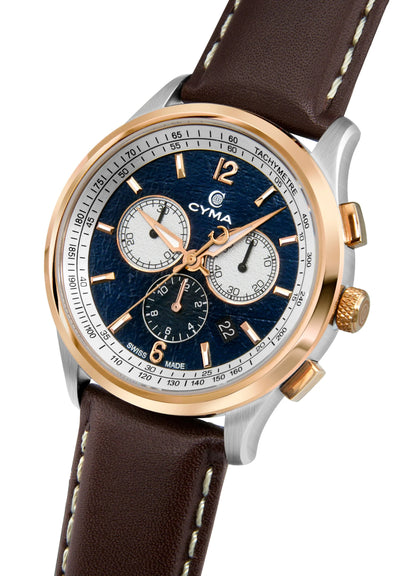 CYMA (ไซมา) นาฬิกาข้อมือ Champion Collection ระบบควอตซ์ สายหนัง ขนาดตัวเรือน 42 มม. (W02-00812-014)
