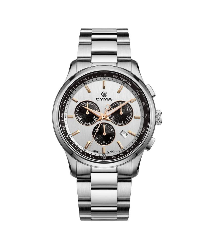 CYMA (ไซมา) นาฬิกาข้อมือ Champion Collection ระบบควอตซ์ สายสเตนเลสสตีล ขนาดตัวเรือน 42 มม. (W02-00812-016)