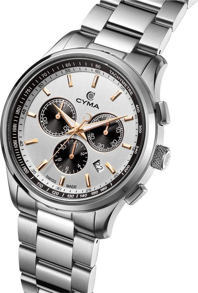 CYMA (ไซมา) นาฬิกาข้อมือ Champion Collection ระบบควอตซ์ สายสเตนเลสสตีล ขนาดตัวเรือน 42 มม. (W02-00812-016)