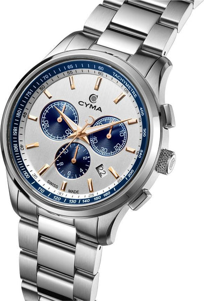 CYMA (ไซมา) นาฬิกาข้อมือ Champion Collection ระบบควอตซ์ สายสเตนเลสสตีล ขนาดตัวเรือน 42 มม. (W02-00812-017)