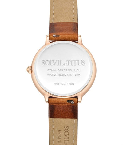 Solvil et Titus (โซวิล เอ ติตัส) นาฬิกาผู้หญิง Fashionista มัลติฟังก์ชัน ระบบควอตซ์ สายหนัง (W06-03071-009)
