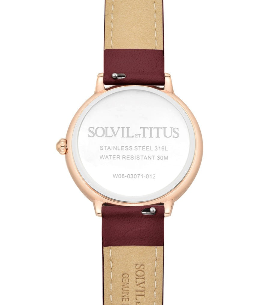 Solvil et Titus (โซวิล เอ ติตัส) นาฬิกาผู้หญิง Fashionista มัลติฟังก์ชัน ระบบควอตซ์ สายหนัง (W06-03071-012)