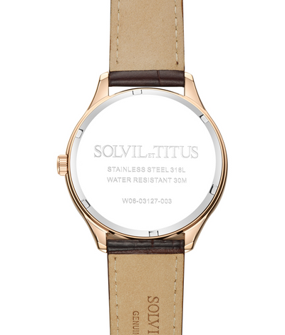 Solvil et Titus (โซวิล เอ ติตัส) นาฬิกาผู้ชาย Zeitgeist 3 เข็ม ระบบควอตซ์ สายหนัง (W06-03127-003)