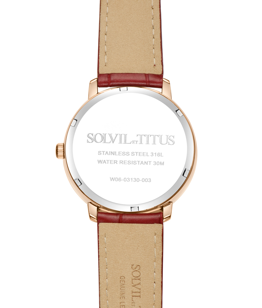 Solvil et Titus (โซวิล เอ ติตัส) นาฬิกาผู้หญิง Zeitgeist 3 เข็ม ระบบควอตซ์ สายหนัง (W06-03130-003)