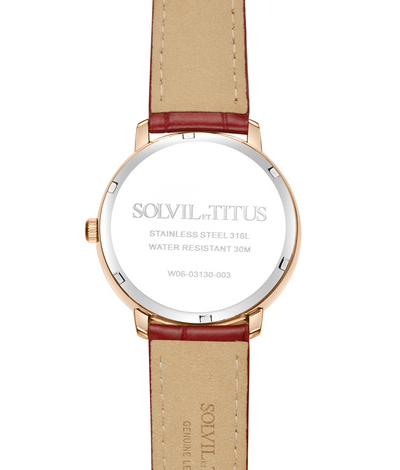 Solvil et Titus (โซวิล เอ ติตัส) นาฬิกาผู้หญิง Zeitgeist 3 เข็ม ระบบควอตซ์ สายหนัง (W06-03130-003)