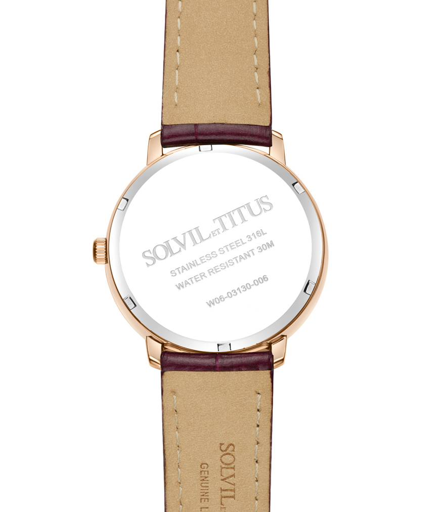 Solvil et Titus (โซวิล เอ ติตัส) นาฬิกาผู้หญิง Zeitgeist 3 เข็ม ระบบควอตซ์ สายหนัง (W06-03130-006)