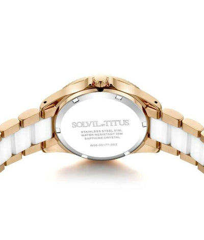Solvil et Titus (โซวิล เอ ติตัส) นาฬิกาผู้หญิง Fashionista มัลติฟังก์ชัน ระบบควอตซ์ สายสแตนเลสสตีลและเซรามิก (W06-03177-002)
