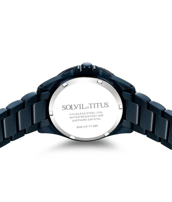 Solvil et Titus (โซวิล เอ ติตัส) นาฬิกาผู้หญิง Fashionista มัลติฟังก์ชัน ระบบควอตซ์ สายสแตนเลสสตีลและเซรามิก (W06-03177-003)