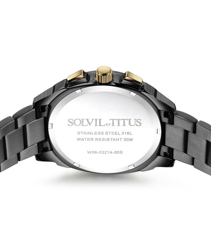 Solvil et Titus (โซวิล เอ ติตัส) นาฬิกาผู้ชาย Modernist โครโนกราฟ ระบบควอตซ์ สายสแตนเลสสตีล (W06-03214-008)