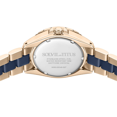Solvil et Titus (โซวิล เอ ติตัส) นาฬิกาผู้หญิง Perse มัลติฟังก์ชัน ระบบควอตซ์ สายสแตนเลสสตีลและเซรามิก (W06-03248-007)