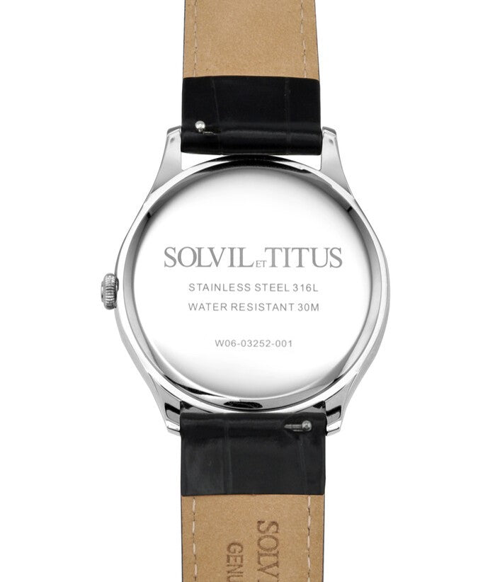 Solvil et Titus (โซวิล เอ ติตัส) นาฬิกาผู้ชาย Classicist 3 เข็ม วันที่ ระบบควอตซ์ สายหนัง (W06-03252-001)
