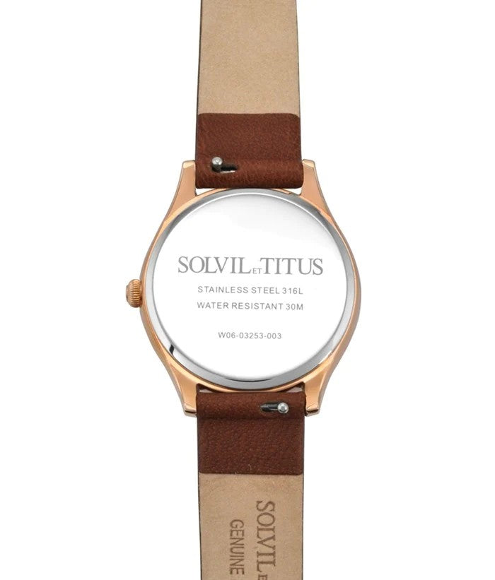 Solvil et Titus (โซวิล เอ ติตัส) นาฬิกาผู้หญิง Classicist 3 เข็ม วันที่ ระบบควอตซ์ สายหนัง (W06-03253-003)