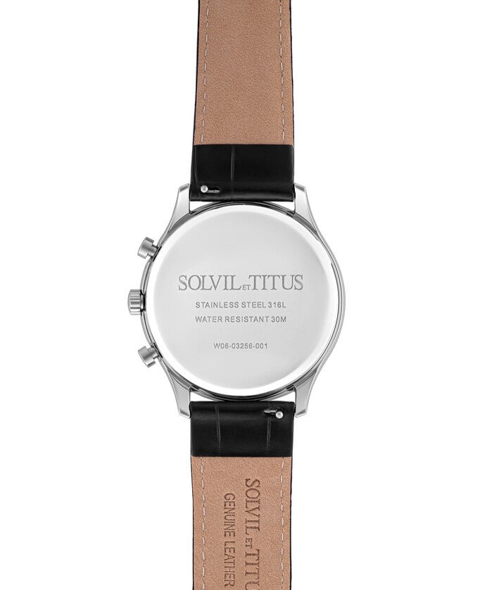 Solvil et Titus (โซวิล เอ ติตัส) นาฬิกาผู้ชาย Classicist มัลติฟังก์ชัน ระบบควอตซ์ สายหนัง (W06-03256-001)