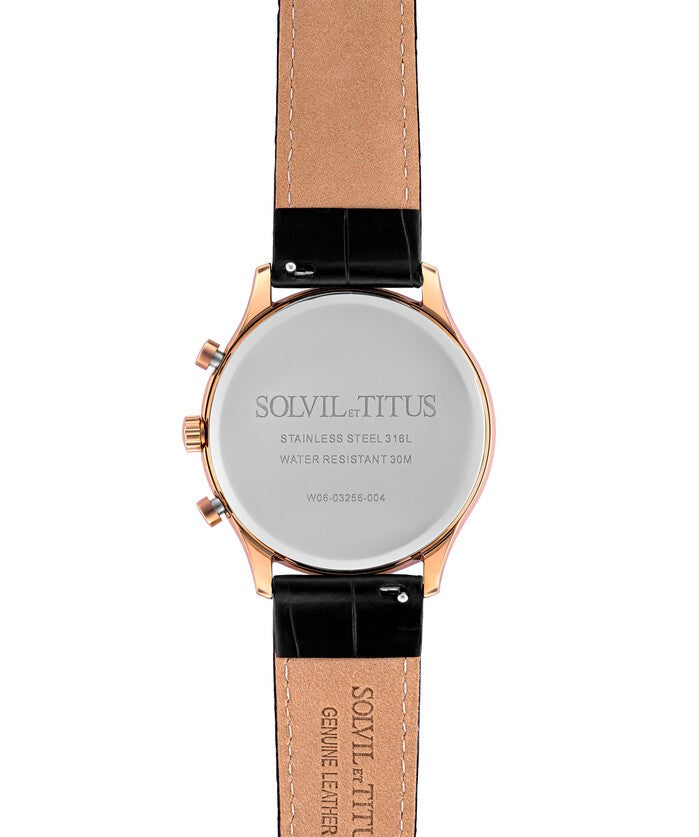 Solvil et Titus (โซวิล เอ ติตัส) นาฬิกาผู้ชาย Classicist มัลติฟังก์ชัน ระบบควอตซ์ สายหนัง (W06-03256-004)