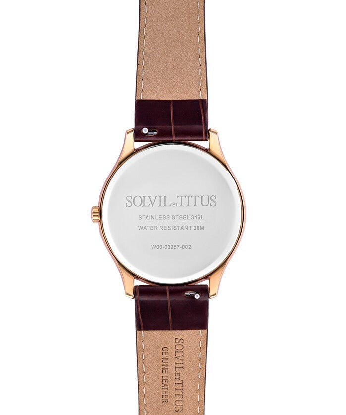 Solvil et Titus (โซวิล เอ ติตัส) นาฬิกาผู้หญิง Classicist มัลติฟังชัน ระบบควอตซ์ สายหนัง (W06-03257-002)