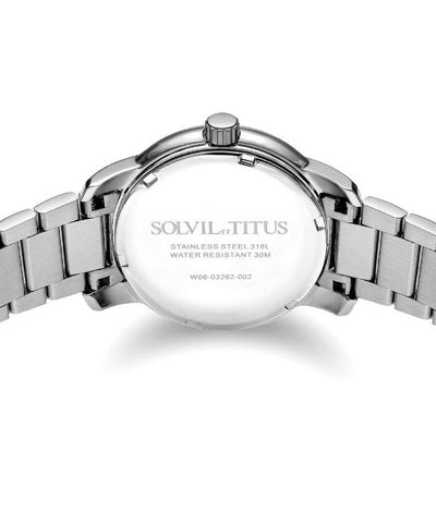 [Online Exclusive] Solvil et Titus (โซวิล เอ ติตัส) นาฬิกาผู้หญิง Devot มัลติฟังก์ชัน ระบบควอตซ์ สายสแตนเสลสตีล (W06-03262-002)