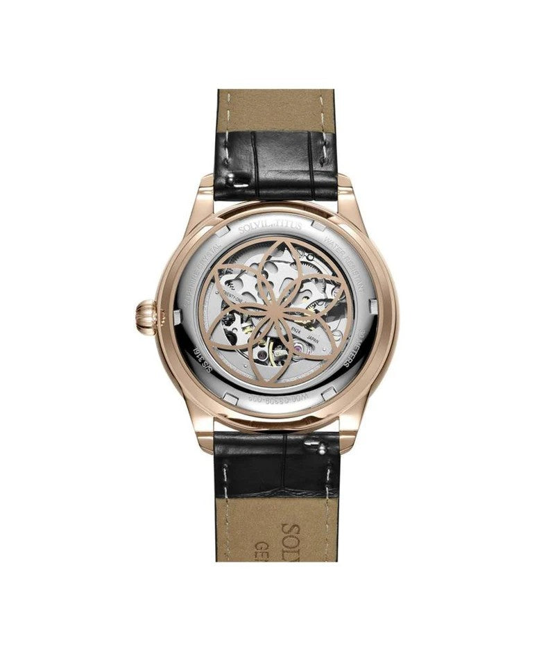 Solvil et Titus (โซวิล เอ ติตัส) นาฬิกาผู้ชาย Classic Skeleton ระบบออโตเมติก สายหนัง ขนาดตัวเรือน 40 มม. (W06-03309-002)