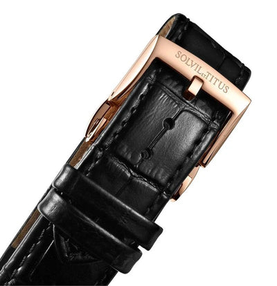 Solvil et Titus (โซวิล เอ ติตัส) นาฬิกาผู้ชาย Classic Skeleton ระบบออโตเมติก สายหนัง ขนาดตัวเรือน 40 มม. (W06-03309-002)