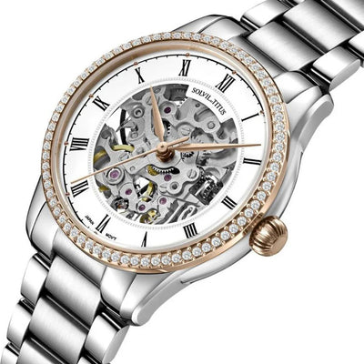 Solvil et Titus (โซวิล เอ ติตัส) นาฬิกาผู้หญิง Classic Skeleton ระบบออโตเมติก สายสเตนเลสสตีล ขนาดตัวเรือน 34 มม. (W06-03311-003)