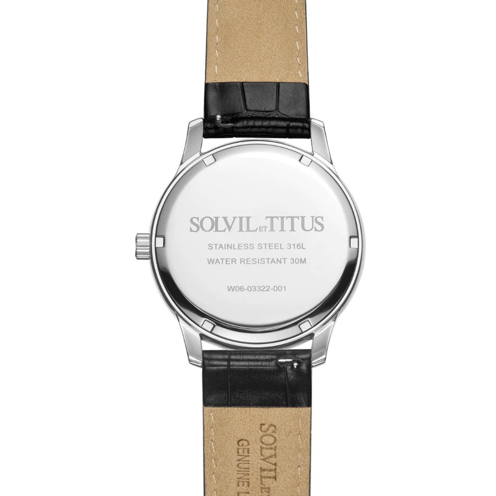 Solvil et Titus (โซวิล เอ ติตัส) นาฬิกาผู้ชาย Classicist มัลติฟังก์ชัน ระบบควอตซ์ สายหนัง (W06-03322-001)
