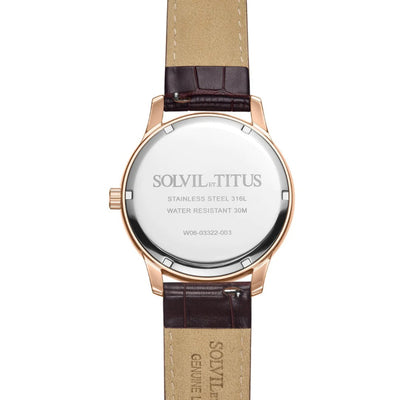 Solvil et Titus (โซวิล เอ ติตัส) นาฬิกาผู้ชาย Classicist มัลติฟังก์ชัน ระบบควอตซ์ สายหนัง (W06-03322-003)