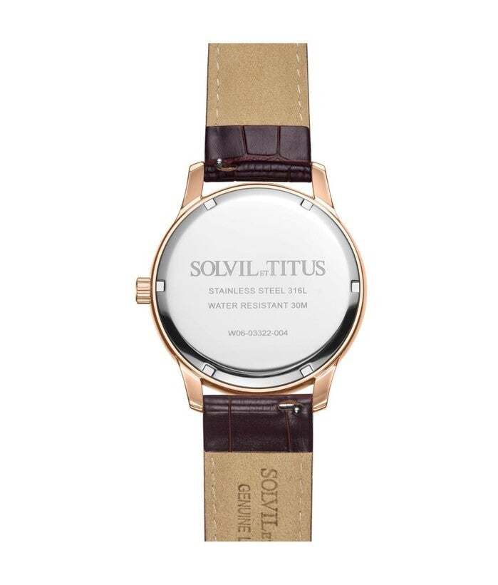 Solvil et Titus (โซวิล เอ ติตัส) นาฬิกาผู้ชาย Classicist มัลติฟังก์ชัน ระบบควอตซ์ สายหนัง (W06-03322-004)