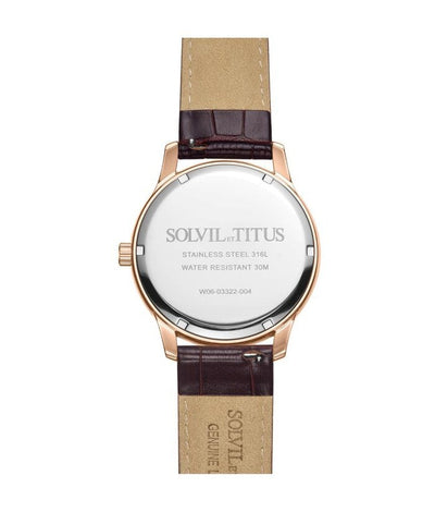 Solvil et Titus (โซวิล เอ ติตัส) นาฬิกาผู้ชาย Classicist มัลติฟังก์ชัน ระบบควอตซ์ สายหนัง (W06-03322-004)