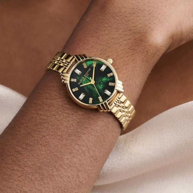 Olivia Burton (โอลิเวีย เบอร์ตัน) นาฬิกาผู้หญิง Art Deco ระบบควอตซ์ สายสแตนเลสสตีล ขนาดตัวเรือน 30 มม.