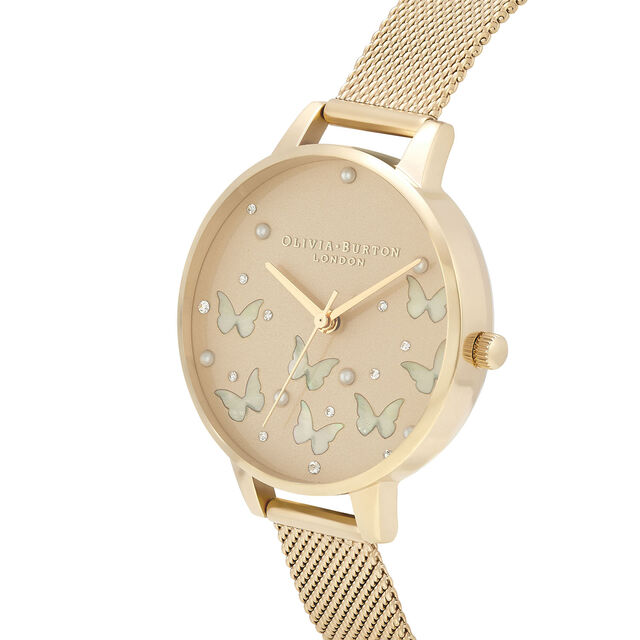 Olivia Burton (โอลิเวีย เบอร์ตัน) นาฬิกาผู้หญิง Sparkle Butterfly ระบบควอตซ์ สายถักสแตนเลสสตีล ขนาดตัวเรือน 34 มม. (OB16MB37)