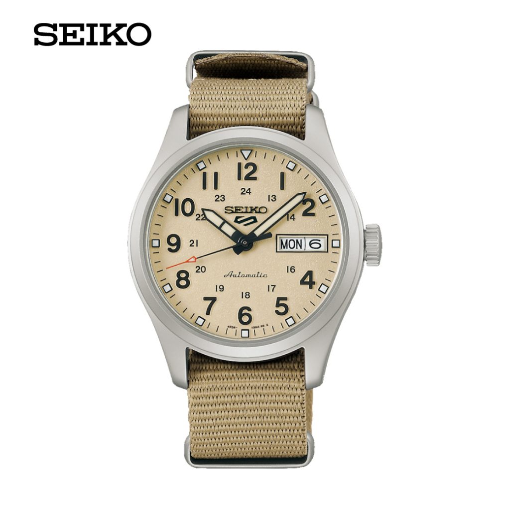 Seiko (ไซโก) นาฬิกาผู้ชาย New Seiko 5 Sports Field Mid-Size "Sports” SRPJ83K SRPJ85K ระบบอัตโนมัติ ขนาดตัวเรือน 36.37 มม.