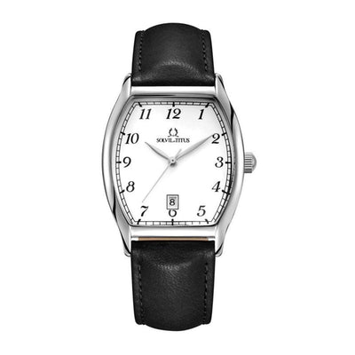 Solvil et Titus (โซวิล เอ ติตัส) [Online Exclusive] นาฬิกาผู้ชาย Barista 3 เข็ม วันที่ ระบบควอตซ์ สายหนัง (W06-02824-006)