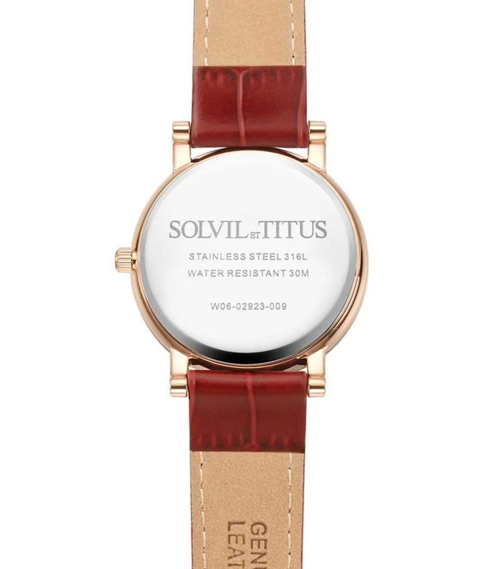 Solvil et Titus (โซวิล เอ ติตัส) นาฬิกาผู้หญิง Chandelier 3 เข็ม วันที่ ระบบควอตซ์ สายหนัง (W06-02923-009)